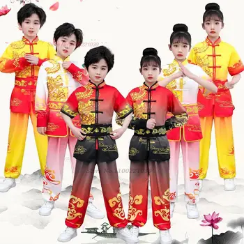 2023 традиционни китайски костюми кунг-фу детски национален костюм ушу с принтом дракон, униформи за кунг-фу, костюм на източния винг-chunya, дрехи