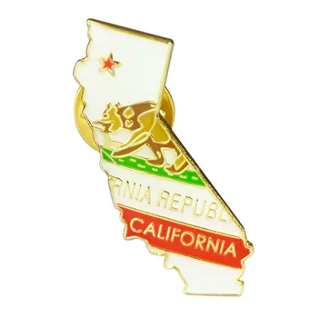 Иконата-брошка на Съединените Щати, Карта на САЩ, Калифорния, Метална жени на ревера-Географски подаръци за чанти, тениски, рокли (300 бр./лот)