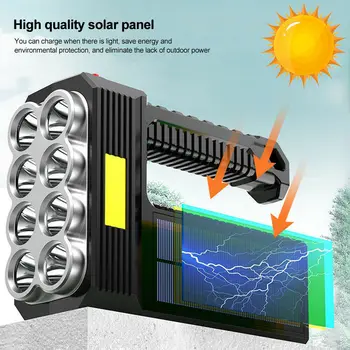 Акумулаторна слънчев фенерче COB Light Side, мощни led светлини, портативен прожектор, авариен фенер за нощуване на открито