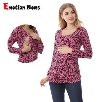 Emotion Moms, есен облекло за бременни с дълъг ръкав, блузи за кърмене, за бременни, тениска за бременни