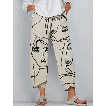 CLOOCL Летни дамски ежедневни панталони с девятиточечным модел Лилия, панталони с 3D принтом, панталони с дължина до глезена, есенни дамски спортни панталони