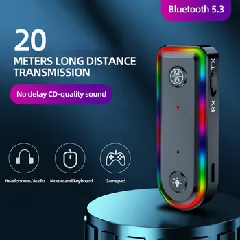 2 в 1 Безжична Bluetooth 5.3 Адаптер приемник-предавател 3,5 мм Жак за автомобилната музика, аудио Aux, приемник за слушалки, високоговорител