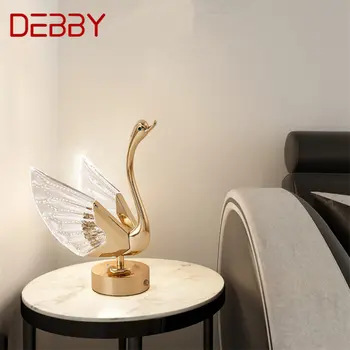 DEBBY Модерна светодиодна акумулаторна настолна лампа Swan Креативен дизайн, настолна лампа, декорация за дома, хол