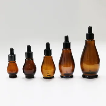 Празна бутилка-краен, кехлибар етерично масло, стъклена Течност за ароматерапия, кафяв, 10-100 ml, капки за масаж, шишета-пипета за еднократна употреба