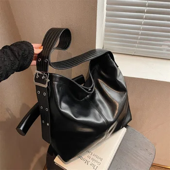 Дамска чанта от изкуствена кожа с голям капацитет, чанти през рамо, реколта дамски чанти-тоут, чанти-незабавни посланици за жени, ежедневни дамски чанти през рамо