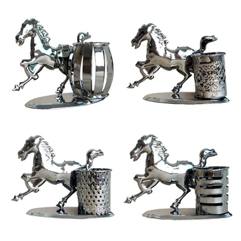 Изискан Железен Титуляр Четка за Калиграфия 3D Horse Занаятите Cup Pen Cup за Десктоп Украса