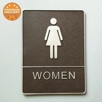 3D цифров знак за женската тоалетна С Релефни бели Тактильными графични символи, Текст и шрифт на Брайл и 2-ри клас за слепи, 1бр