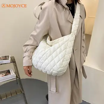 Модни Latticework луксозни ватиран чанта с подплата, зимни дамски бластване чанта, голям голям чанта през рамо от гагачьего пух, основните чанта