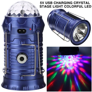 5, USB зареждане, кристална лампа за сцена, цветни led въртяща се лампа за дискотеки, преносим фенер, водоустойчив сгъваем лампа за парти
