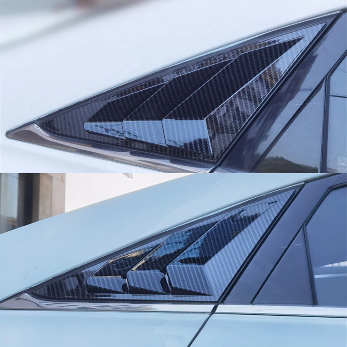 2 бр. алуминиева дограма, щори, хастар от ABS-пластмаса, подходящ за Hyundai Sonata 2011 2012 2013 2014 в стила на въглеродни влакна5