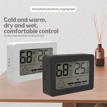 Нов LCD цифров измерител на температура и влажност на въздуха за дома, на закрито, на открито, влагомер, термометър, метеорологичната станция с часовник за детска стая