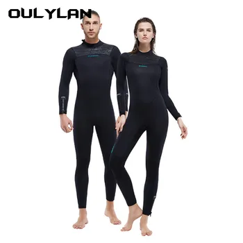 Неопрен Oulylan, 5 мм неопреновый сгъсти топъл кът костюм, едно парче неопрен за гмуркане и сърф с дълъг ръкав за жени и мъже