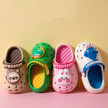 Детски сандали с дупки; летни обувки; детски чехли с хубав анимационни дракон и мечка за момичета; чехли с мека подметка за малки момчета; градински обувки