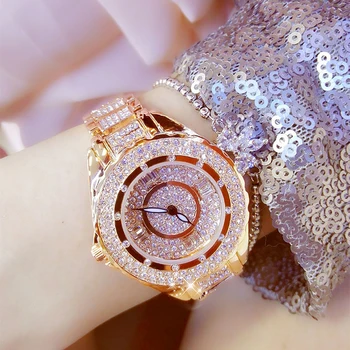 Романтични часовници с диаманти за жени, луксозни часовници за момичета от розово Злато и неръждаема стомана, дамски модни дамски часовник-гривна