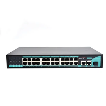 Gigabit мрежова poe комутатор 24 порта, 10/100/1000 Mbit/с poe и 2, RJ-45 uplink 1 SFP PoE комутатор за камери за видеонаблюдение
