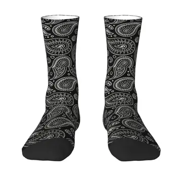 Черна забрадка с шарени Вратовръзки, мъжки и дамски чорапи за екипажа, стръмни чорапи с 3D принтом, Унисекс