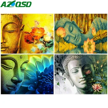 AZQSD за Оцветяване на числата, Религия, Рисуване Върху платно, Картината По номера, Рама, Буда, боядисване, модерно стенно изкуство