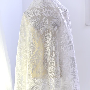 Снежно бяло модни дрехи, кърпа, расшитая пайети лейси плат, сватбена рокля, Ширина тъкани 130 см 1 метър