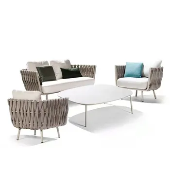 Скандинавски ротанговый диван, вила, хотел, единична стол с двойна кошница, градинска мебел в европейски стил