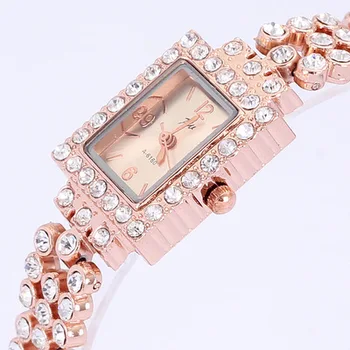Модната марка Jw, луксозно розово злато, изискан часовник с кристали, женствена рокля, дамски гривни, ръчни часовници, подарък кварцов часовник