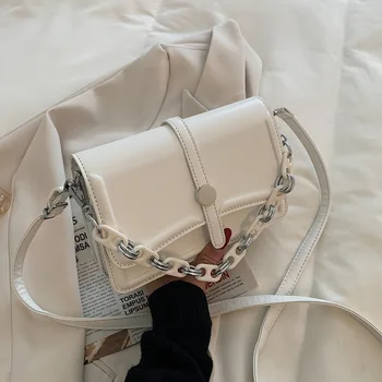 Дизайнерски дамски чанти на веригата от изкуствена кожа, чанти на рамо, висококачествени дамски малка чанта през рамо за жени, модерна чанта-месинджър