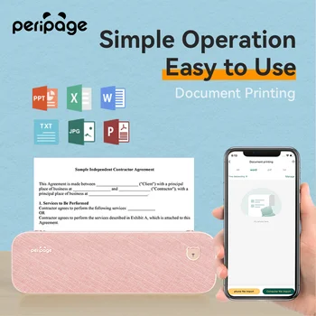 Преносим Принтер PeriPage 304 dpi A4 Безжична Печат на Уеб страницата на PDF файлове, Принтери и Договорни Документи, Проучване на Bluetooth Mini Printer A4