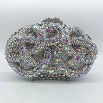 XIYUAN AB, сребърен клатч с кристали, луксозни дамски официални клатчи за сватбени партита, дамски чанти, малки чанти, калъфи за телефон