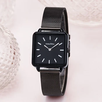 Дамски модни квадратни часовници, най-добрата марка, кварцов часовник, Луксозен комплект, Златен циферблат, Прости дамски ръчен часовник от стомана, Дамски дамски часовници