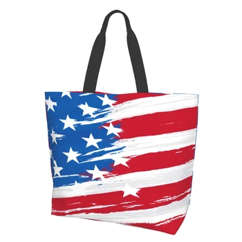Чанти-тоут с флага на сащ за жени, за многократна употреба за хранителни стоки чанти, Големи чанти за пазаруване