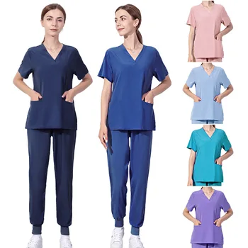 Стоматологична хирургическа униформи, Работно облекло, за да се грижа за домашни любимци, Нелипкие коса, Медицинска униформи на медицински сестри, женски ексфолианти, комплекти панталони за джогинг