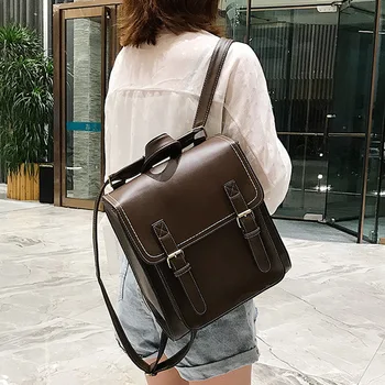 Lawaia ретро раница, дамска чанта от изкуствена кожа, женски раница, модерна училищна чанта за момичета, висококачествени чанти за рамо за почивка