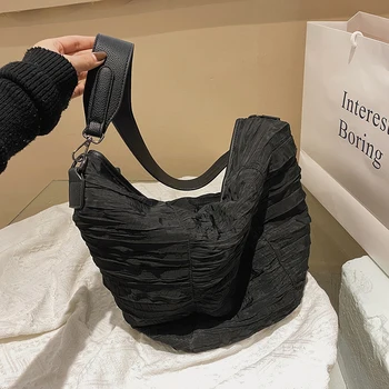 Дамска чанта с голям капацитет 2023, нов нишевый дизайн, плиссированная bag-чанта от плат Оксфорд, универсална дамска чанта, дамски чанти-тоут за жени