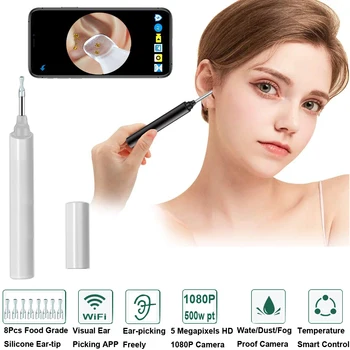 Безжичен Интелигентен Визуален Чисти Ушите Otoscope NP20 Инструмент За Премахване на ушна кал с Камера Ear Endoscope 1080P Комплект за iPhone, iPad и Android