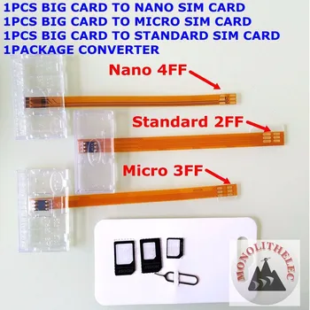 конвертор big smartcard в nano sim usim карта микро сим карта в стандартна сим usim карта 2FF 3FF 4FF адаптер преобразувател