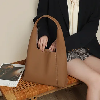 Чанти-тоут за жени 2022, нова дамска чанта от кожа под мишниците голям капацитет, есенно-зимна чанта от висок клас, с чанта през рамо