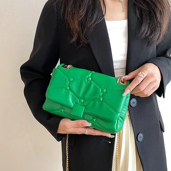 Маркови чанти за рамо с нитове за жени 2023, висококачествена чанта-месинджър от изкуствена кожа, модерни портмонета и чанти, дизайнерска чанта за през рамо