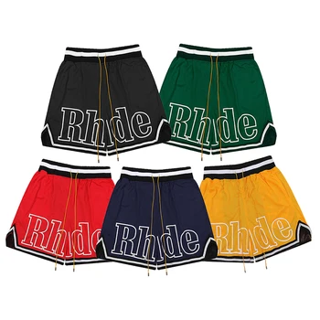 2023ss Летни Нови многоцветни гащички Rhude за мъже и жени, баскетболни панталони с окото на съвсем малък 1:1, шорти RHUDE с писмото принтом и логото на