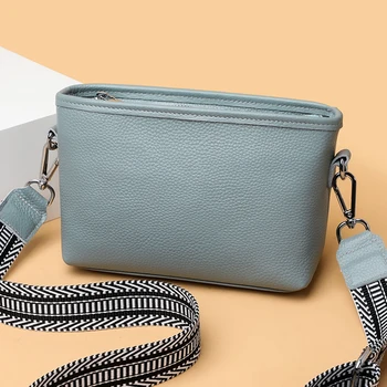 Чанти от телешка кожа с подобрена структура, дамски чанти-тоут, чанта на рамото с широка каишка, однотонная дизайнерска чанта през рамо, чантата, женствена чанта
