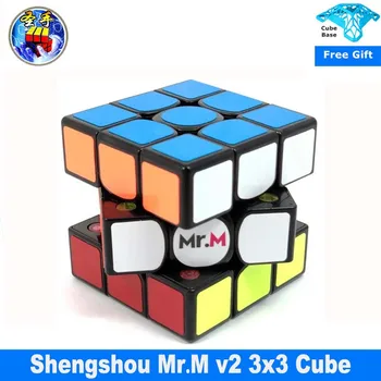 Shengshou Mr.M v2 3x3x3 Магнитен Куб Без Етикети Sengso 3x3 Черно Магистралата Куб Забавни Играчки За Деца Cubo Mgaico