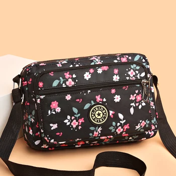 Модерна чанта през рамо от найлонов плат, висококачествени ежедневни дамски чанта през рамо, дизайнерска чанта с множество джобове с принтом, женствена чанта
