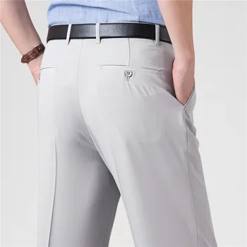 Летни Удобни панталони големи размери, устойчиви на бръчки, мъжки провиснал класически панталони с двойна складкой, панталони, мъжки дрехи