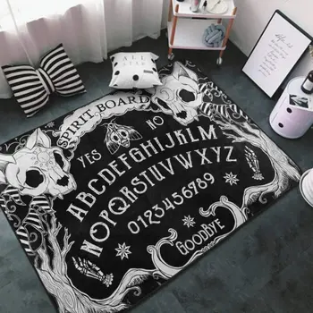 Съвременният килим с череп на котка, дъска за вещици, декорация на дома, в хола, черни готически подложки с голяма площ, нескользящий подложка за пода в спалнята