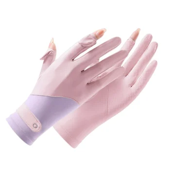 Летни ръкавици за жени, колоездене, анти-UV, пролетни, ледени, копринени, със сензорен екран с два пръста, за шофиране, нескользящие, ледени, копринени, за конна езда, риболов ръкавици