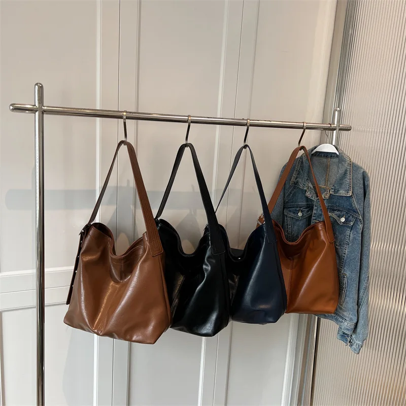 Дамска чанта от изкуствена кожа с голям капацитет, чанти през рамо, реколта дамски чанти-тоут, чанти-незабавни посланици за жени, ежедневни дамски чанти през рамо1