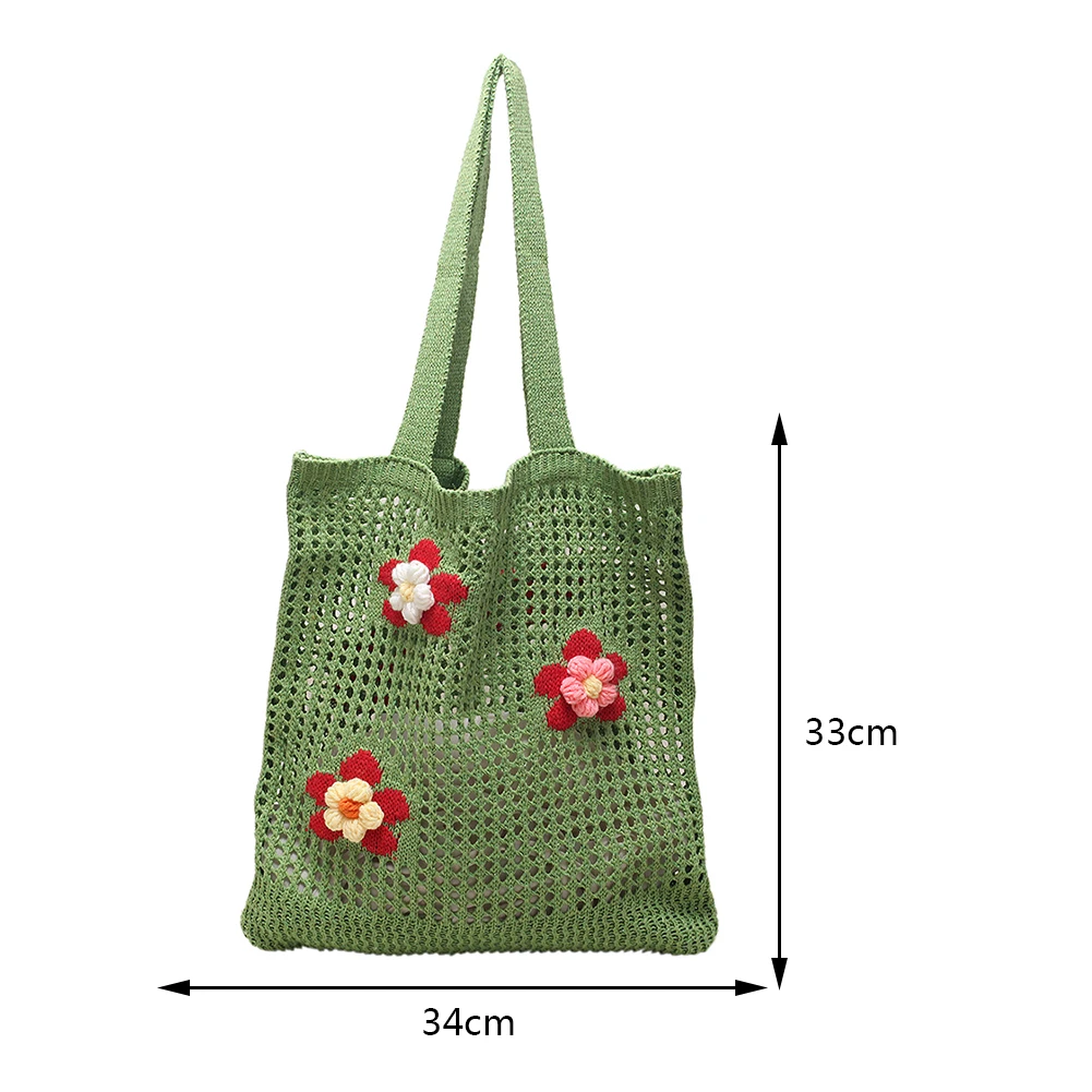 Дамски куха вязаная чанта през рамо, цвете чанта, проста вязаная плетене на една кука за чанта, дизайнерски ръчно изработени чанти, дамски чанти с върха на химикалка, портфейл5