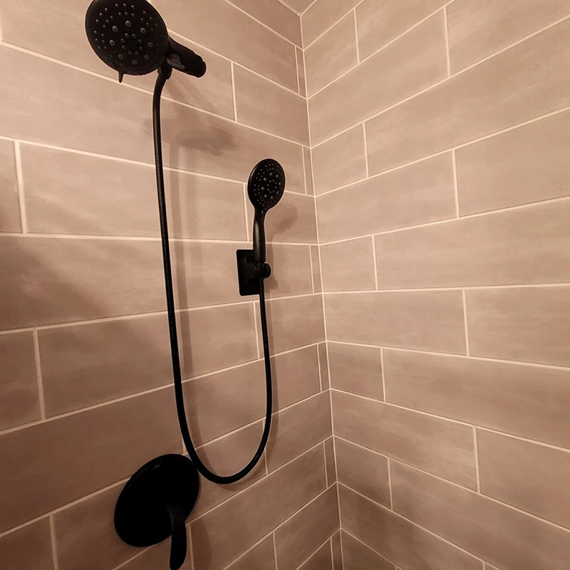 Държач на накрайник за душ без пробиване Регулируема Скоба за стена за душ за дома, Аксесоари за баня, черен3